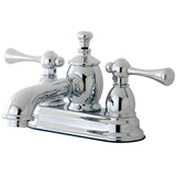 Vintage Two-Handle 3-Hole Deck Mount 4" Centerset Bathroom Faucet with Brass Pop-Up