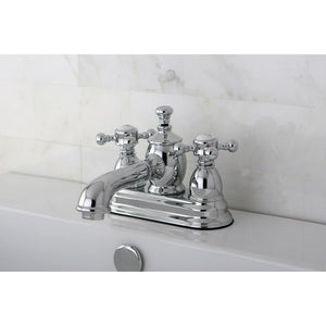 English Country Two-Handle 3-Hole Deck Mount 4" Centerset Bathroom Faucet with Brass Pop-Up