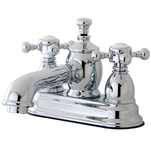 English Country Two-Handle 3-Hole Deck Mount 4" Centerset Bathroom Faucet with Brass Pop-Up