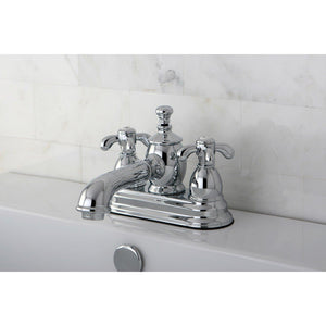 French Country Double-Handle 3-Hole Deck Mount 4-Inch Centerset Bathroom Faucet with Brass Pop-Up