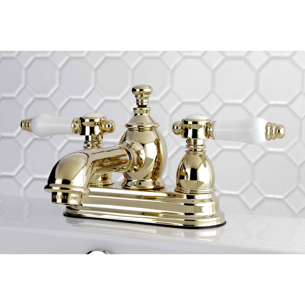Bel-Air Two-Handle 3-Hole Deck Mount 4" Centerset Bathroom Faucet with Brass Pop-Up