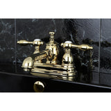 Tudor Two-Handle 3-Hole Deck Mount 4" Centerset Bathroom Faucet with Brass Pop-Up