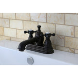 English Country Double-Handle 3-Hole Deck Mount 4-Inch Centerset Bathroom Faucet with Brass Pop-Up
