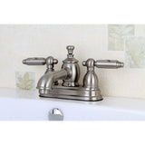 Georgian Two-Handle 3-Hole Deck Mount 4" Centerset Bathroom Faucet with Brass Pop-Up