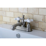 English Country Double-Handle 3-Hole Deck Mount 4-Inch Centerset Bathroom Faucet with Brass Pop-Up