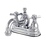 Essex Two-Handle 3-Hole Deck Mount 4" Centerset Bathroom Faucet with Brass Pop-Up