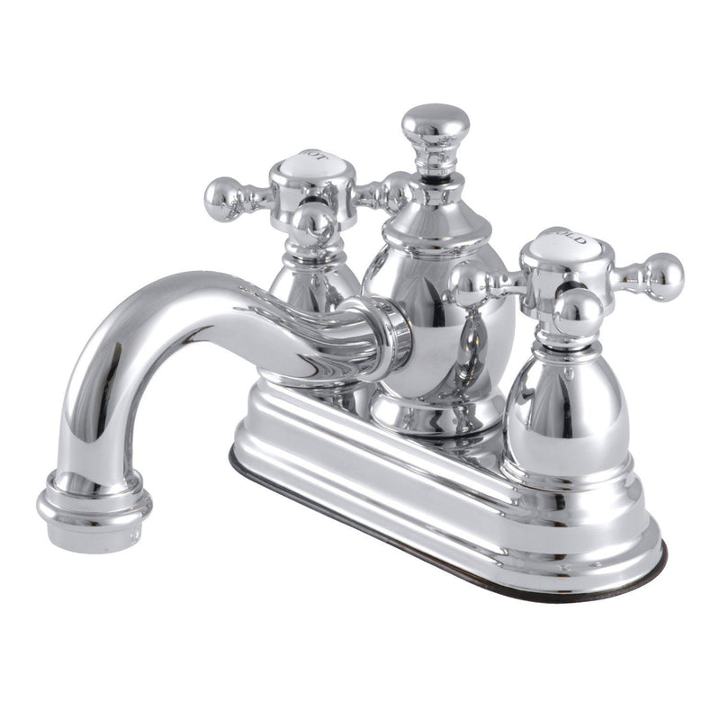 English Country Double-Handle 3-Hole Deck Mount 4-Inch Centerset Bathroom Faucet with Brass Pop-Up