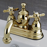 Essex Two-Handle 3-Hole Deck Mount 4" Centerset Bathroom Faucet with Brass Pop-Up