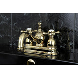 English Country Double-Handle 3-Hole Deck Mount 4-Inch Centerset Bathroom Faucet with Brass Pop-Up