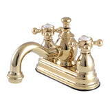 English Country Double-Handle 3-Hole Deck Mount 4-Inch Centerset Bathroom Faucet with Brass Pop-Up