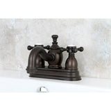 English Country Double-Handle 3-Hole Deck Mount 4-Inch Centerset Bathroom Faucet with Brass Pop-Up