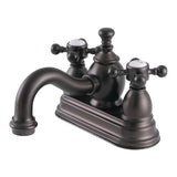 English Country Double-Handle 3-Hole Deck Mount 4-Inch Centerset Bathroom Faucet with Brass Pop-Up