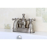 English Country Double-Handle 3-Hole Deck Mount 4-Inch Centerset Bathroom Faucet with Brass Pop-Up