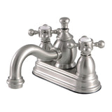 English Country Double-Handle 3-Hole Deck Mount 4-Inch Centerset Bathroom Faucet with Brass Pop-Up