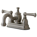 Royale Two-Handle 3-Hole Deck Mount 4" Centerset Bathroom Faucet with Brass Pop-Up
