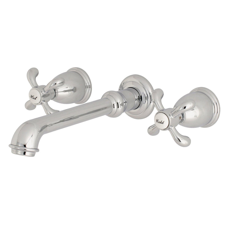 French Country Double-Handle 3-Hole Wall Mount Bathroom Faucet