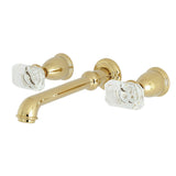 Krystal Onyx Double-Handle 3-Hole Wall Mount Bathroom Faucet