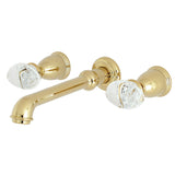 Krystal Onyx Double-Handle 3-Hole Wall Mount Bathroom Faucet