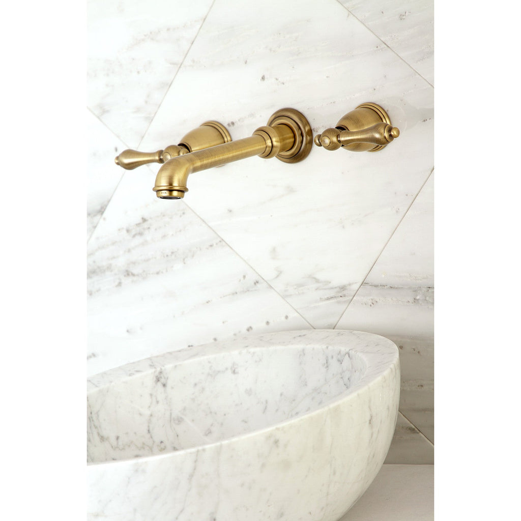 English Country Two-Handle 3-Hole Wall Mount Bathroom Faucet