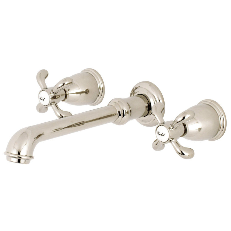 French Country Double-Handle 3-Hole Wall Mount Bathroom Faucet