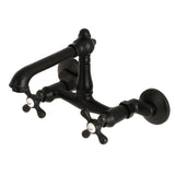 English Country Double-Handle 2-Hole Wall-Mount Bridge Kitchen Faucet