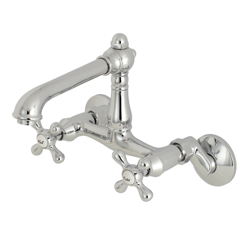 English Country Double-Handle 2-Hole Wall-Mount Bridge Kitchen Faucet