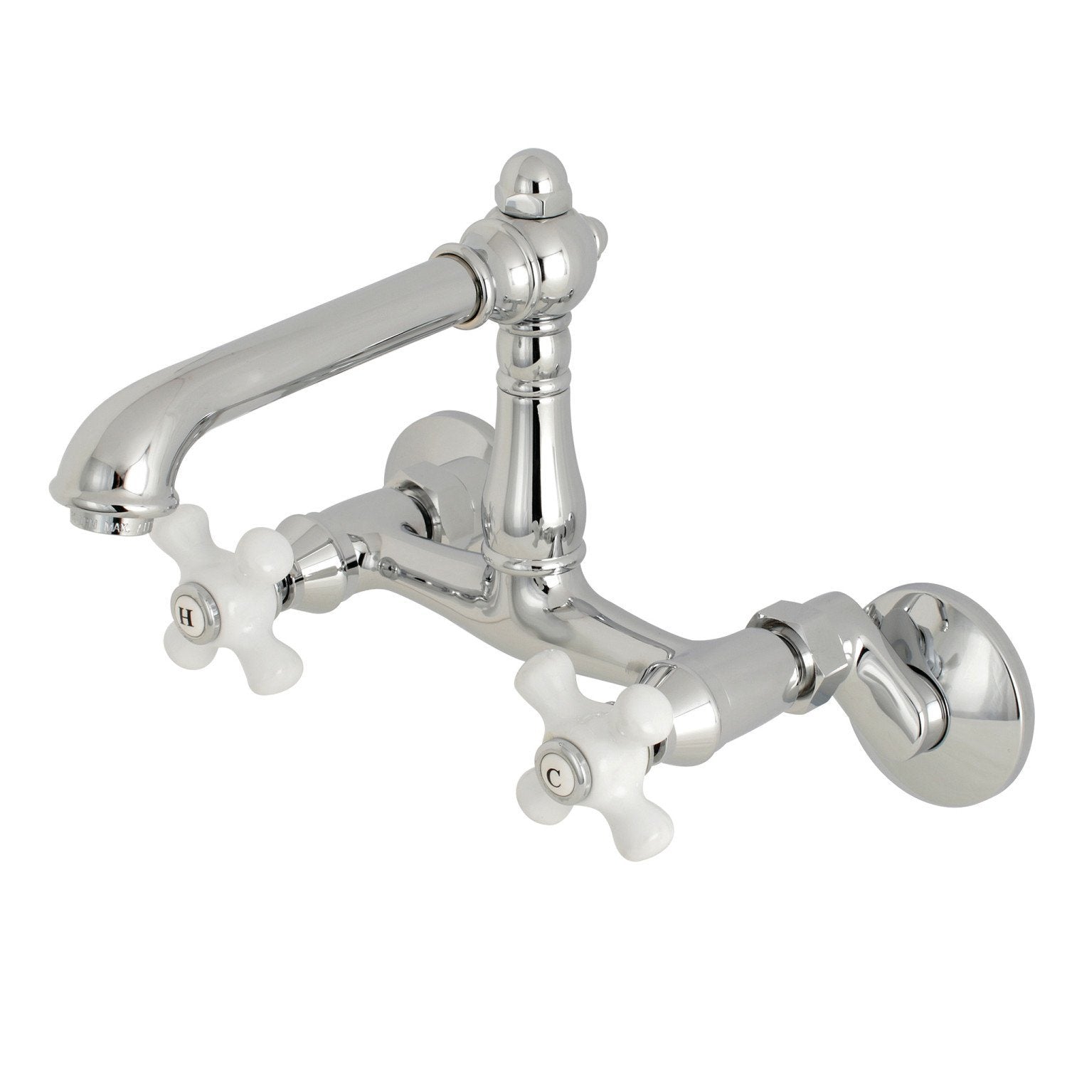English Country Double-Handle 2-Hole Wall-Mount Bridge Kitchen Faucet