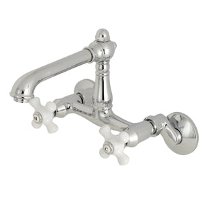 English Country Double-Handle 2-Hole Wall-Mount Bridge Kitchen Faucet