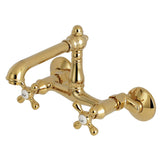 English Country Double-Handle 2-Hole Wall-Mount Bridge Kitchen Faucet