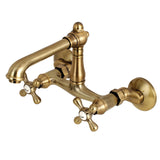 English Country Double-Handle 2-Hole Wall-Mount Bridge Kitchen Faucet