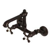 English Country Double-Handle 2-Hole Wall-Mount Bridge Kitchen Faucet