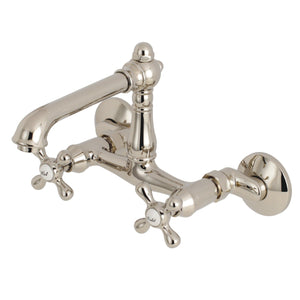 English Country Double-Handle 2-Hole Wall-Mount Bridge Kitchen Faucet
