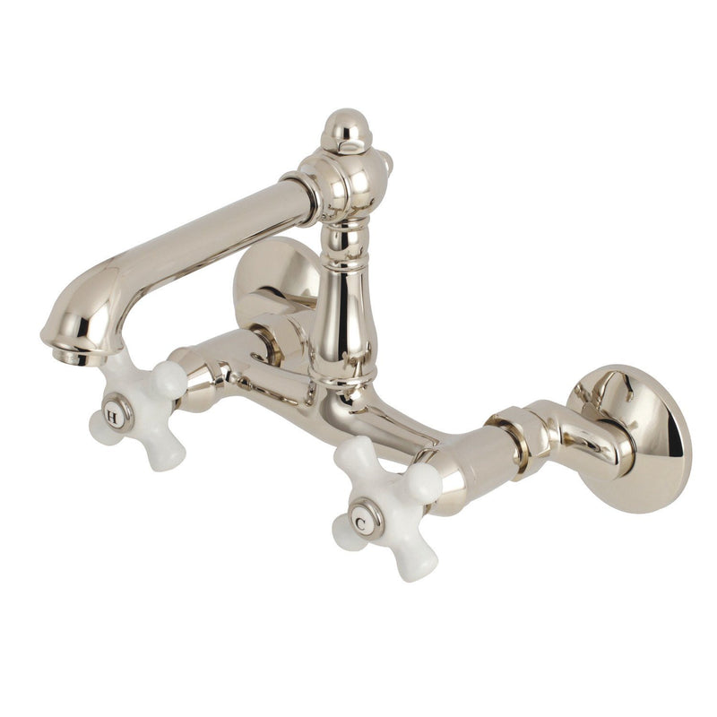 English Country Double-Handle 2-Hole Wall-Mount Bridge Kitchen Faucet