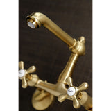 English Country Double-Handle 2-Hole Wall-Mount Bridge Kitchen Faucet