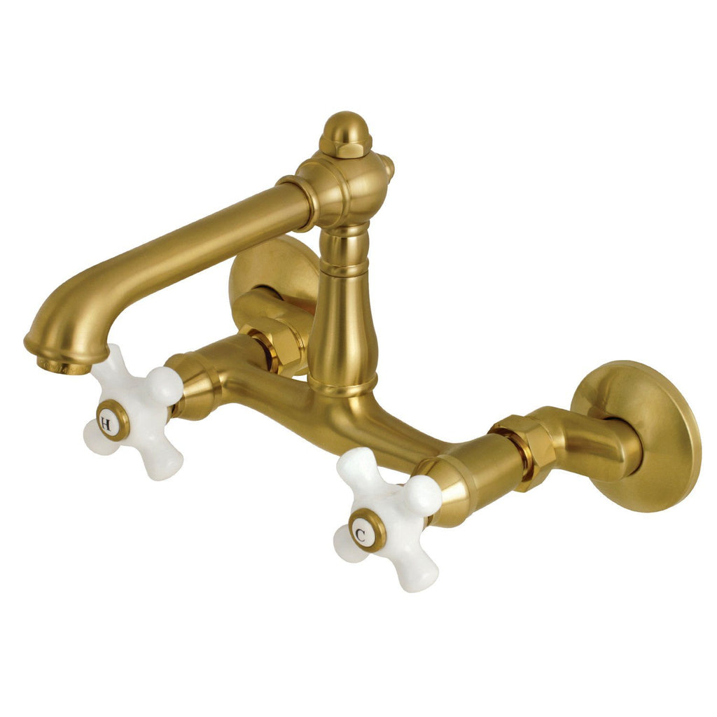 English Country Two-Handle 2-Hole Wall Mount Kitchen Faucet