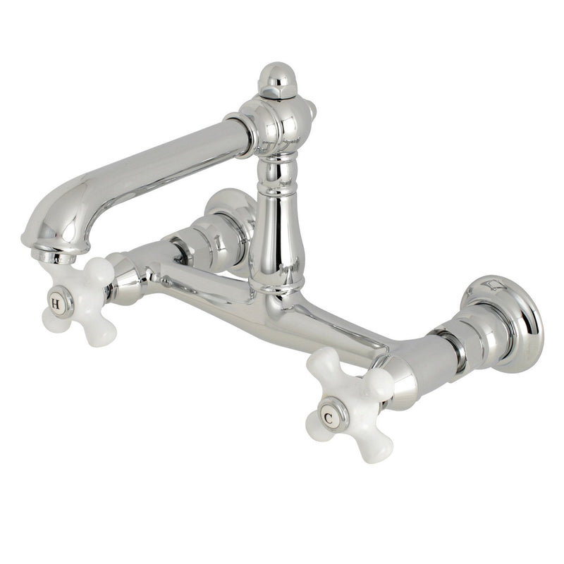 English Country Double-Handle 2-Hole Wall Mount Bathroom Faucet