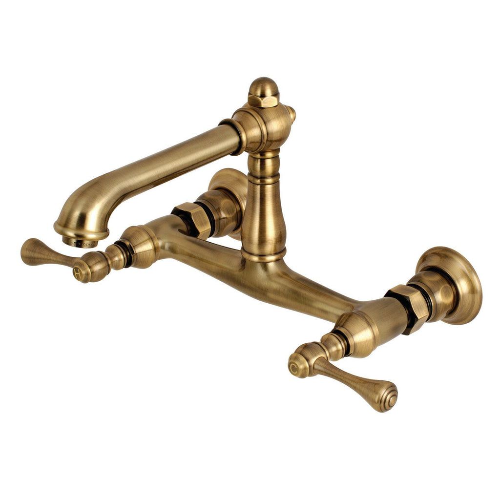 English Country Two-Handle 2-Hole Wall Mount Bathroom Faucet