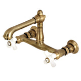 English Country Two-Handle 2-Hole Wall Mount Bathroom Faucet