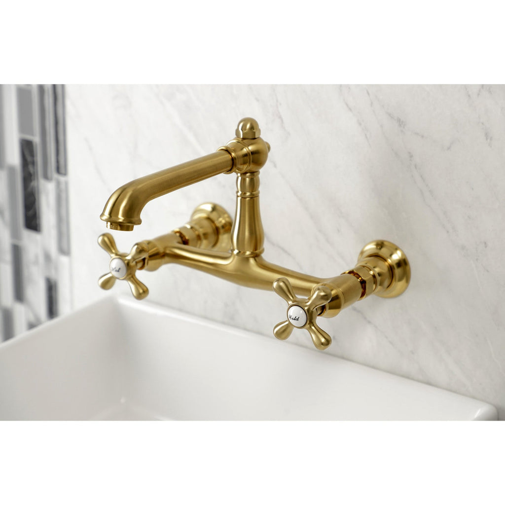 English Country Two-Handle 2-Hole Wall Mount Bathroom Faucet
