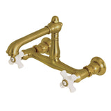 English Country Double-Handle 2-Hole Wall Mount Bathroom Faucet