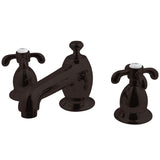 Two-Handle 3-Hole Deck Mount Widespread Bathroom Faucet with Brass Pop-Up Drain