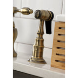 Tudor Two-Handle 3-Hole Deck Mount Bridge Kitchen Faucet with Brass Sprayer