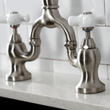 English Country Two-Handle 3-Hole Deck Mount Bridge Kitchen Faucet with Brass Side Sprayer