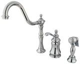 Templeton Single-Handle 3-Hole Deck Mount Widespread Kitchen Faucet with Brass Sprayer