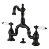 English Country Two-Handle 3-Hole Deck Mount Bridge Bathroom Faucet with Brass Pop-Up
