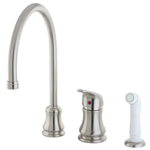 Legacy Single-Handle 3-Hole Deck Mount Widespread Kitchen Faucet with Plastic Sprayer