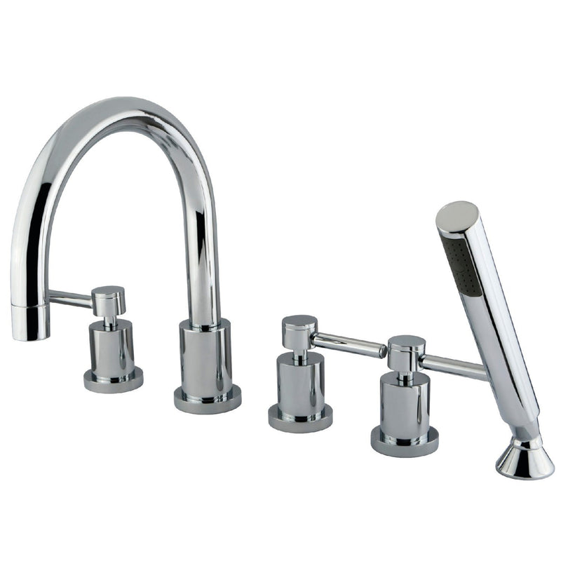 Concord Three-Handle 5-Hole Deck Mount Roman Tub Faucet with Hand Shower