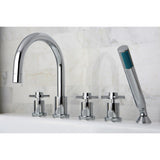 Concord Three-Handle 5-Hole Deck Mount Roman Tub Faucet with Hand Shower