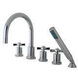 Millennium Three-Handle 5-Hole Deck Mount Roman Tub Faucet with Hand Shower