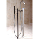 Concord Three-Handle 2-Hole Freestanding Tub Faucet with Hand Shower